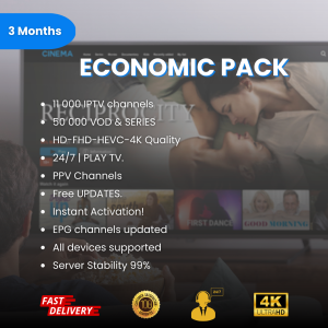 3 Months Economic Streaming Pack – Affordable Access to TV Channels & On-Demand Entertainment